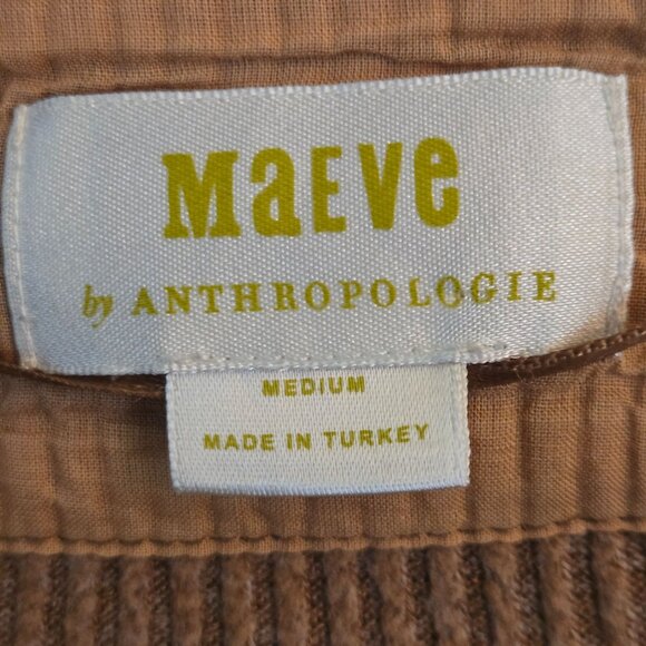 Anthropologie Maeve Ingrid Cocoon Cardigan Cedar Tan Ribbed Open Front Size M - Picture 9 of 10